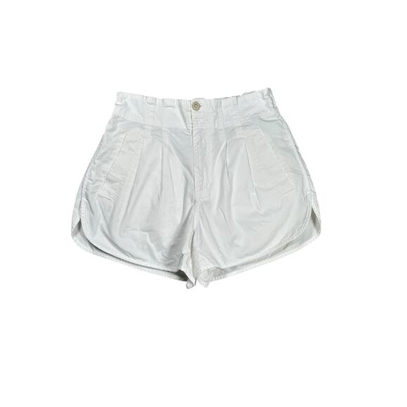 Free People Shorts Womens Size Small Pleated Shorty White High Waisted Cotton - Picture 1 of 8